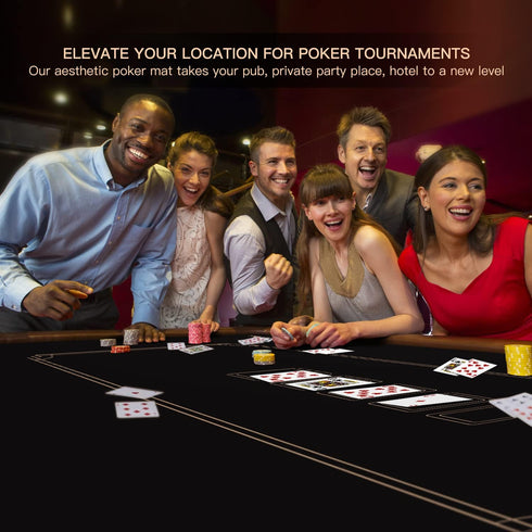 YUZPKRSI Texas Hold'em Poker Mat for 6 Players, Water Repellent Portable Poker Table Topper with Thicken Carrying Bags
