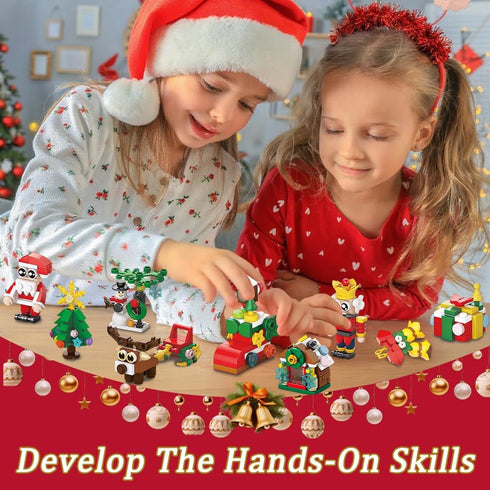 18 Pack Sets JOICEE Christmas Ornaments Building Blocks, Xmas Tree Ornaments Building with Strings Hanging Decoration