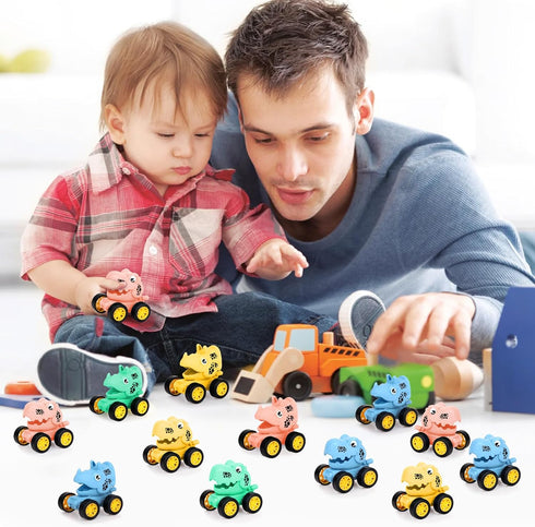 20 Pack 4-8 Dinosaur Pull Back Car for Classroom Prizes, Party Favors for Kids Toddlers Years Old, Bulk Pull Back Car