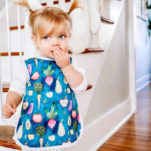 BapronBaby Organic Produce Bapron, No Neck Tie Safer Bib for Baby & Toddler, Sz Preschool 3-5yrs
