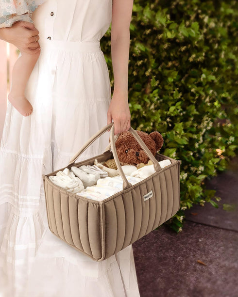 Blissful Baby Diaper Caddy Organizer with Multi-Use Muslin Cloth