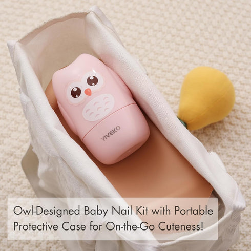 Baby Nail Kit - 4-in-1 Baby Nail Care Set with Clipper, Scissor, File & Tweezer, Cute Case for Newborns (Owl Blue)