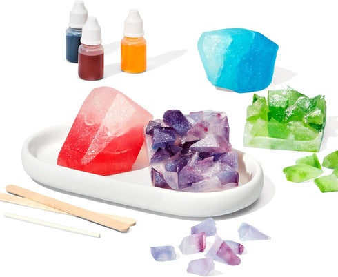 Set 7+ KiwiCo Crystal Geode Soapmaking Kit | Complete Includes Beaker, Clear Soap, Molds, Mixing Sticks, Mica Powder