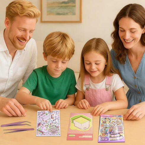 Fieoriia 3D 20 Sets Sticker Book Scene, DIY Miniature World Craft Kit, Art Therapy Activity for Adults, Kids, Family