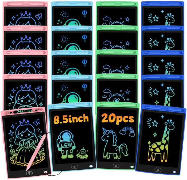 Glochin 20 Pack LCD Writing Tablet for Kids, Erasable and Reusable Toddler Doodle