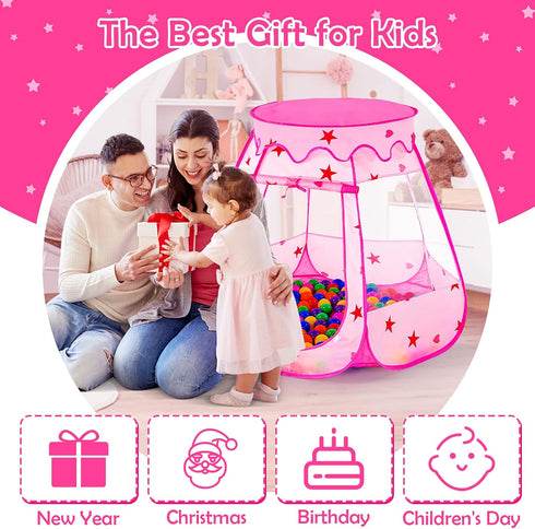 Baby Ball Pit for Toddlers - Kids Pop Up Play Tent with 50 Balls, Princess Toys for Indoor & Outdoor Play