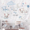 Quinspir Dream Big Little One Elephant Wall Stickers,Dreamy Moon Stars Balloons Cloud Decor