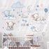 Quinspir Dream Big Little One Elephant Wall Stickers,Dreamy Moon Stars Balloons Cloud Decor