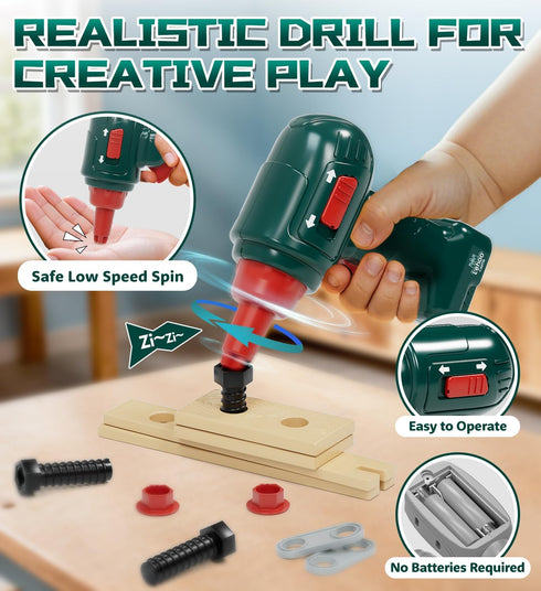 Set 3 4 5 3+ Lehoo Castle Kids Tool with Electric Drill & Take Apart Race Car, Construction Toys for Boys Year Old