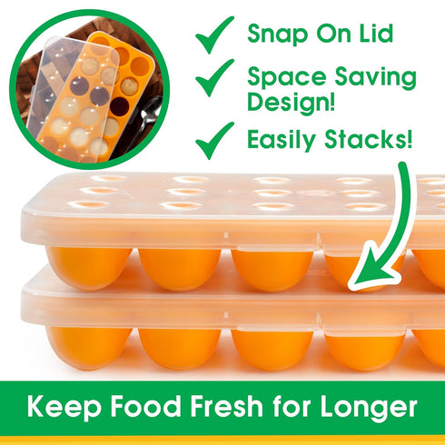Sprout Cups (2 Pack) Baby Food Storage Tray - Silicone Pop Out Portion Freezer Tray - Breast Milk and Food Storage Made