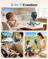 KIMMOO 100 360 Portable Stroller Fan, Speeds Quiet Rechargeable USB Fan with LED Display, Adjustable Safe Clip Fan