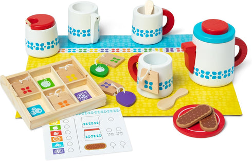 Melissa & Doug 20-Piece Steep and Serve Wooden Tea Set - Play