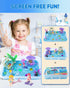 sikmcle Ocean Sensory Bin Blue Moldable Sensory Sand Kit Sandbox with Lid Colorful Plastic Sea Shell Conch Starfish