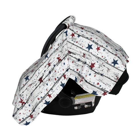 Hcpwzrf Patriotic Stars Distressed Wood Baby Car Seat Cover & Nursing Cover - Breathable Stretch Multi-Use Cover