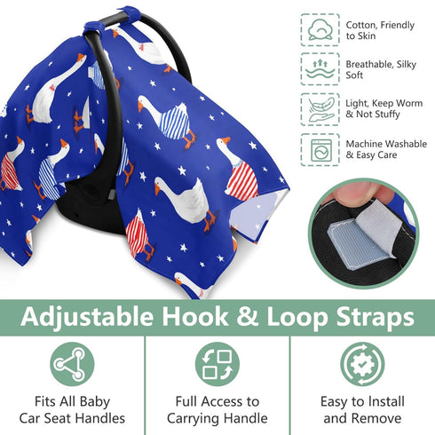 Mazeann 4th July Geese Blue Car Seat Cover Baby Breathable Soft Infant Carseat Covers Canopies Babies Carrier Covers