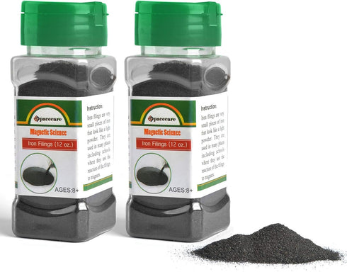 SPACECARE Magnetic Iron Powder Filings for Education, 2 Pack Storage Jars (12 Ounces X 2) with Shaker Lids