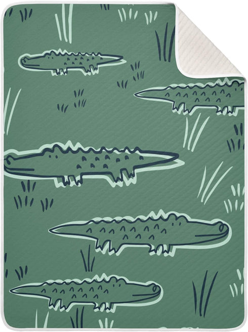 KICPOAY Cute Alligator Crocodile Dinosaur Baby Swaddle Blanket for Boys and Girls, Muslin