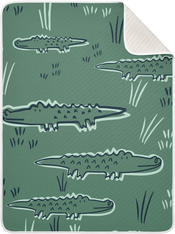 KICPOAY Cute Alligator Crocodile Dinosaur Baby Swaddle Blanket for Boys and Girls, Muslin