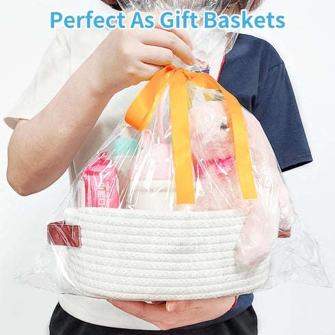 ABenkle Small Woven Basket, Mini Cotton Rope Storage for Nursery, Kids Room, White