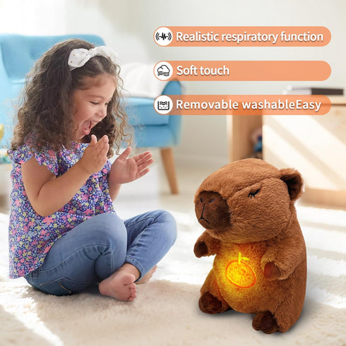 Capybara Breathing Stuffed Animal, Anxiety Relief Capybara Sleeping Plush with Realistic Breathing Motion and Soothing