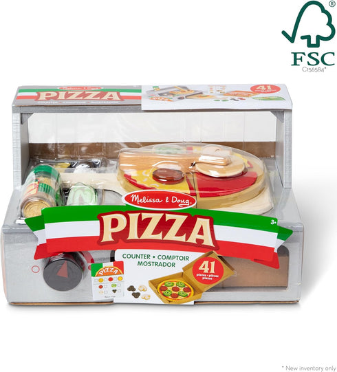 Melissa & Doug Top & Bake Wooden Pizza Counter Play Set, 41 Pcs, FSC Certified