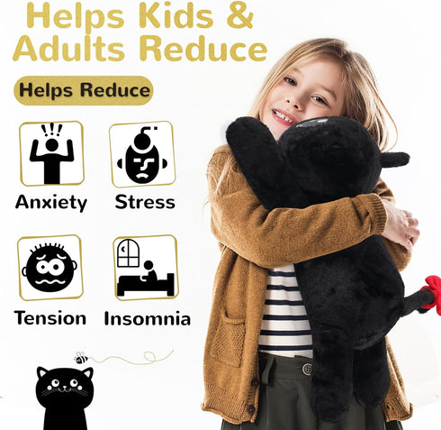 meowtastic Black Cat Weighted Stuffed Animal - 22 Inch 4.5 Pounds Plush Kitten, Cute Gifts for Kids & Adults