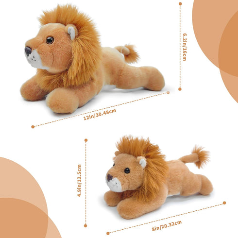 Hideekoog Kids,12 inch Lion Stuffed Animal for Realistic Animal Plush Toy Lying Down Posture Animals,Plush Cute Lion