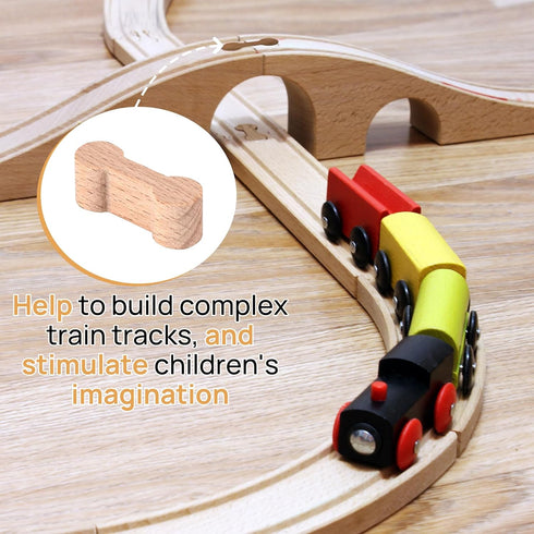 UOMTREO 25 Sets Pcs Wood Dog Bone Track Adapter, Train Track Pieces for Teens, Compatible with All Wooden Train Track