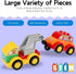 70 Set, 12Pcs Liberty Imports Pcs Toddlers Car Big Building Blocks Different Vehicles, Kids Build Your Own Toy Cars