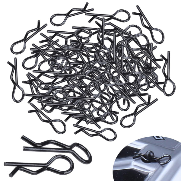 HobbyPark RC Body Clips - Bent Springy R Pins for All 1/8 Scale & Traxxas 1/10 Car Truck Crawler Buggy (100-Pack)