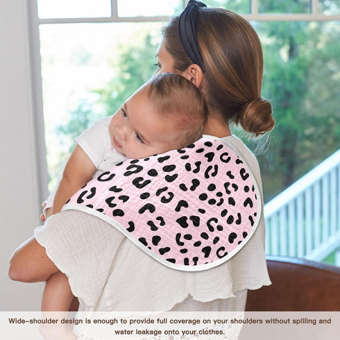 GOODOLD Set 2 Pack Leopard Print Pink Muslin Baby Burp Cloths - Super Absorbent and Soft Burping Rags - Cotton Burp