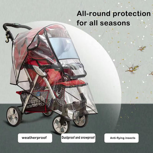 Universal Stroller Rain Cover, Waterproof Dustproof Accessory for Babies, Winter Windproof and Snowproof