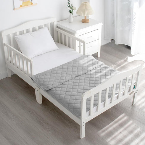 Toddler Comforter Blanket for Daycare, Baby Crib Nap Quilted Blanket 30"x40", Lightweight Grey Swaddle for Kids