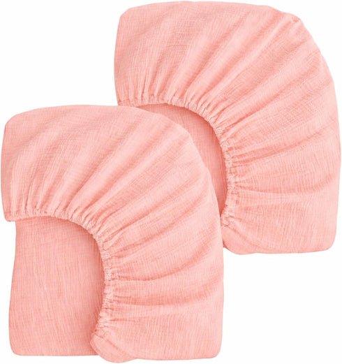 2 Pack Blush Muslin Crib Sheets for Boys & Girl- Neutral Breathable