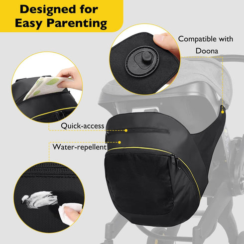 Upperkids Large Capacity Storage Bag Compatible with Doona Infant Car Seat Stroller, Easy Access Zipper Design