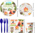 Camping Party Supplies Set, Outdoor Adventure Decorations for 20, Plates, Napkins, Cutlery for Birthday