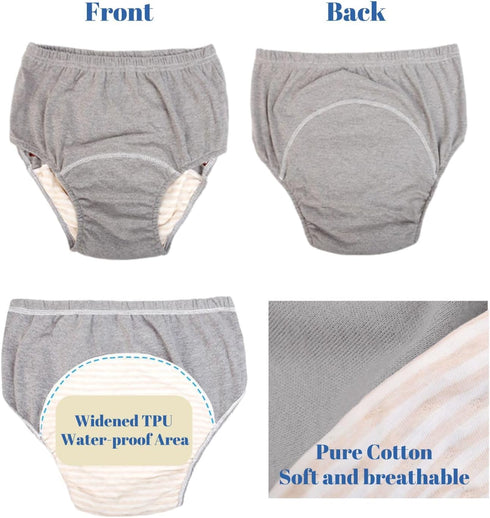 YingXue 2 Pack Washable Incontinence Underwear for Men/Women, TPU Leakage-Proof Adult Cloth Diaper Nappy with Inserts