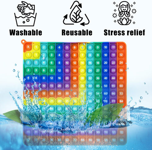 Multiplication 12x12, Addition 1-12 Math Fidget Popper, Learning Tools for Students and Children, Rainbow