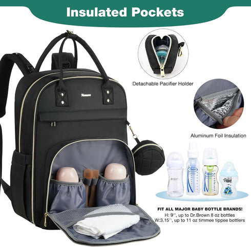 Backpack MOMUVO Diaper for Women Large Capacity with Insulated Pockets Diaper Bags For Baby Girl Boy Waterproof Baby