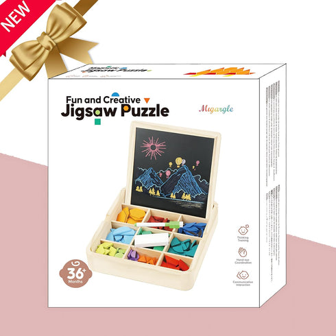248 Set 4 5 6 7 8, Pcs Wooden Magnetic Pattern Block with Cards, Pen & Storage Bag, Montessori STEM Tangram Puzzle Toys