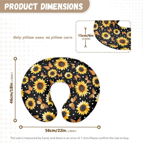 Sarogrorin Sunflower Butterfly Baby Infant Lounger Cover Breathable & Portable Infant Lounger Case Nursing Pillow Cover