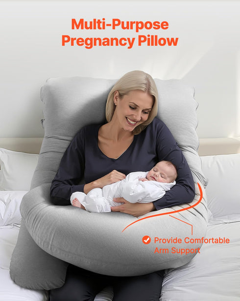 VEVOR Pregnancy Pillow, G-Shaped Maternity Pillow for Sleeping, Full-Body Support Pillow with Removable & Washable