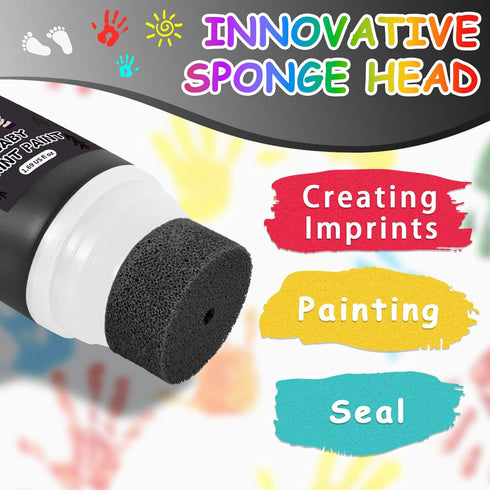 Noosuna 1.69 oz Baby Hand and Footprint Ink with Sponge Head, Baby Safe Paint, fl Non-Toxic and Washable, Dog Safe