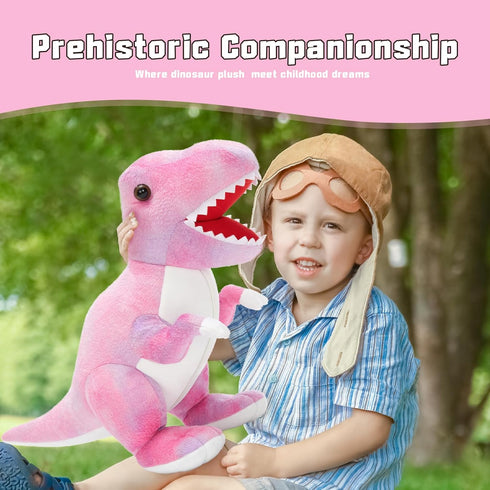 19.6 inch 5 Set Muiteiur Pink Dinosaur Stuffed Animals, Soft Dinosaur Stuffed with Cute Babies T-Rex Zippered Belly