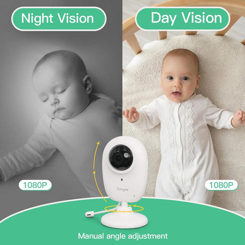 Monitor,1080P Simyke Smart Video Baby Baby Room Camera, APP Control,WiFi On/Off Switch,AI Detection, Cry Monitor