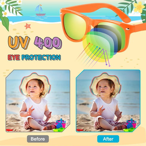 MEEZY Kids Sunglasses Bulk, Neon Sunglasses Party Favors for Boys and Girls Summer Pool Beach