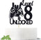 Video Game Level 8 Unlocked Birthday Cake Topper, Black Glitter Boys 8th Birthday Cake Decorations