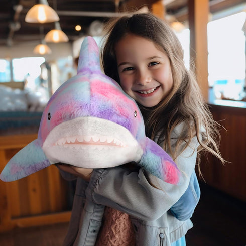 MUPI Shark Plush 17” Stuffed Animal, Large Rainbow Shark Doll