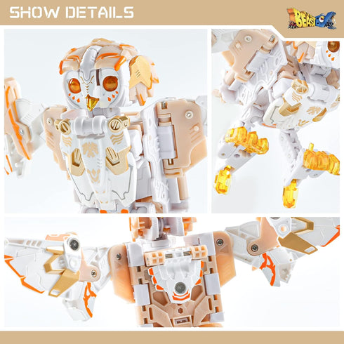 52TOYS BB-41 2/8.86inch 2 1 15 BEASTBOX WHITENOISE Owl Deformation Toys Action Figure, in Collectible Deformation Boy