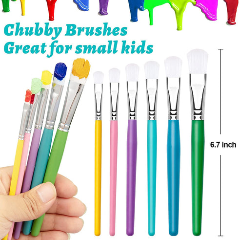 YGAOHF 6PCS Paint Brushes for Kids, Assorted Washable Paintbrushes Set, Easy to Clean & Hold Small Toddler Paint Brush